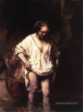 Hendrickje se baigner dans un portrait de la rivière Rembrandt Peinture à l'huile